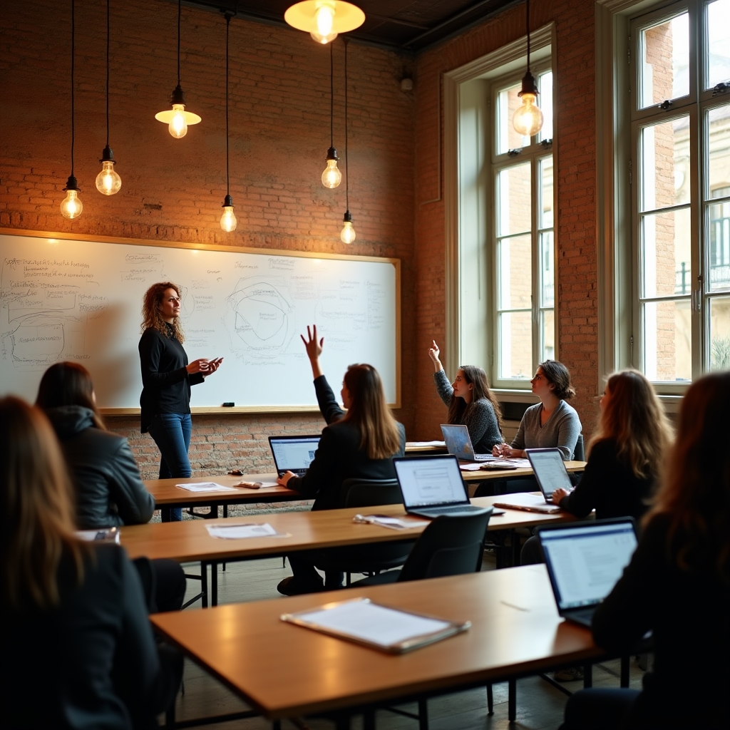Partecipanti durante un workshop di narrative design per presentazioni aziendali